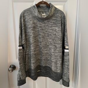 Victoria Secret Pink VS oversized sweatshirt gray silver accents Size Large